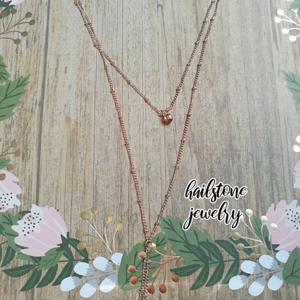 ❤️ 3/$30 Layered Microbeads & Bell Lariat Necklace - Picture 5 of 7